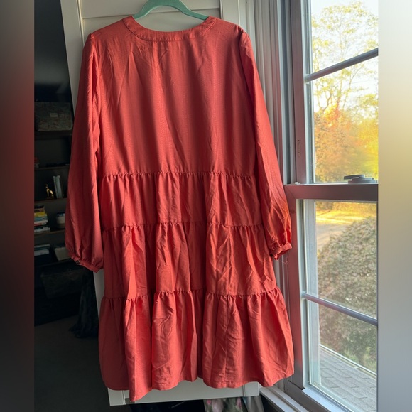 Anthropologie Maeve Amber Tiered Ruffled Tunic Dress 
Coral terracotta color 1X - Picture 10 of 11